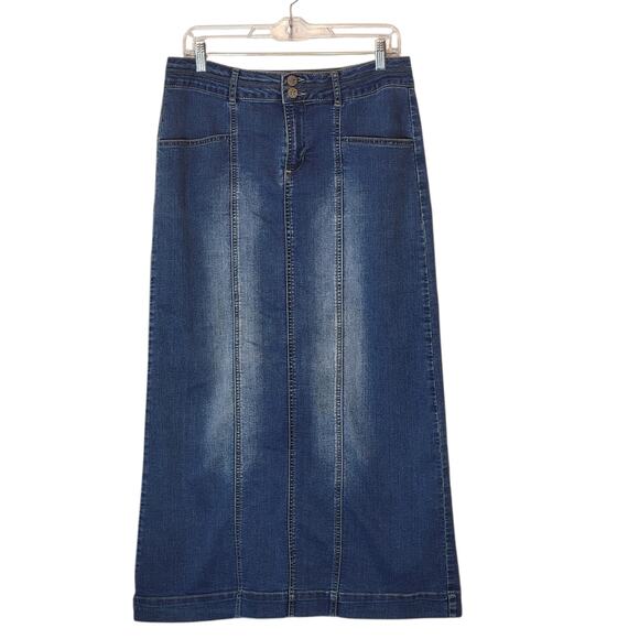 est 1946 Dresses & Skirts - Est 1946 High Rise Faded Denim Pencil Midi Skirt Size 12